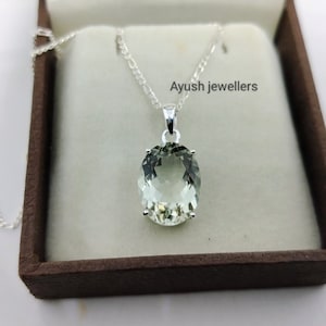 AAA Green Amethyst Pendant Green Gemstone Handmade Pendant 925 Sterling Silver Amethyst Prasiolite Pendant  Gift For Her