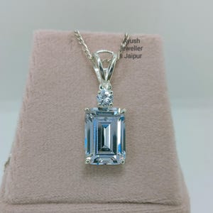 Emerald Cut Diamond Necklace Dainty Necklace 925 Silver Necklace Layering Necklace Gift for her Diamond Pendant CZ Necklace Anniversary Gift