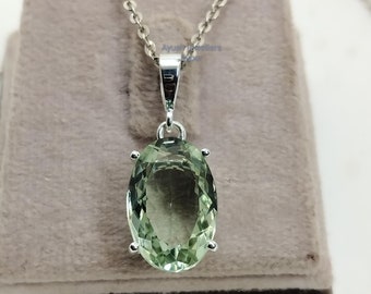 Handmade Green Amethyst Pendant: 925 Sterling Silver Prasiolite Gemstone