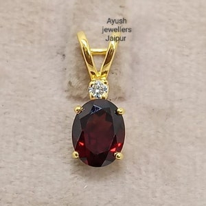 Granat Oval Cut Halskette, Januar Birthstone Halskette, Solid 14k Gold Halskette, Solitaire Halskette, Minimalist Halskette Geschenk für Sie.