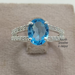 Quinn Blue Topaz Ring, Simple Ring, Oval Ring, Statement Ring, Promise Ring, Rings for women, Sterling silver ring, Engagement Ring, Gift
