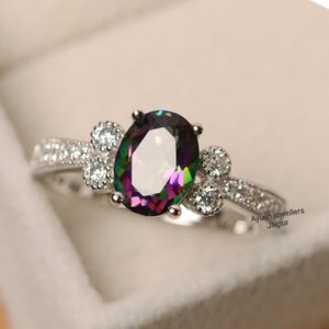 Natural Mystic Topaz Ring , 925 Sterling Silver Ring , Handmade Silver Ring , Oval Mystic Topaz Ring , Birthstone Ring , Designer Ring