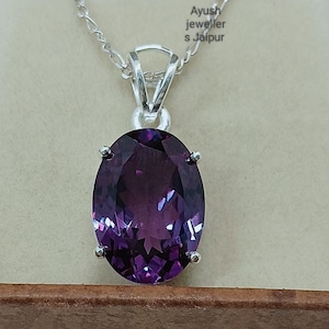 AAA Alexandrite Oval Cut Necklace June Birthstone Necklace, 925 Sterling Silver Necklace, Bridal Necklace, Minimalist N Pendant Gift For Her