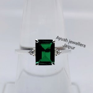 Bague émeraude, bague en argent sterling 925 ; Bague de fiançailles émeraude, bague de promesse, bague de pierres précieuses, bague faite main, bague d'anniversaire, cadeau pour elle.
