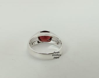Sterling Silver Garnet Signet Ring: Unisex Gemstone Jewelry