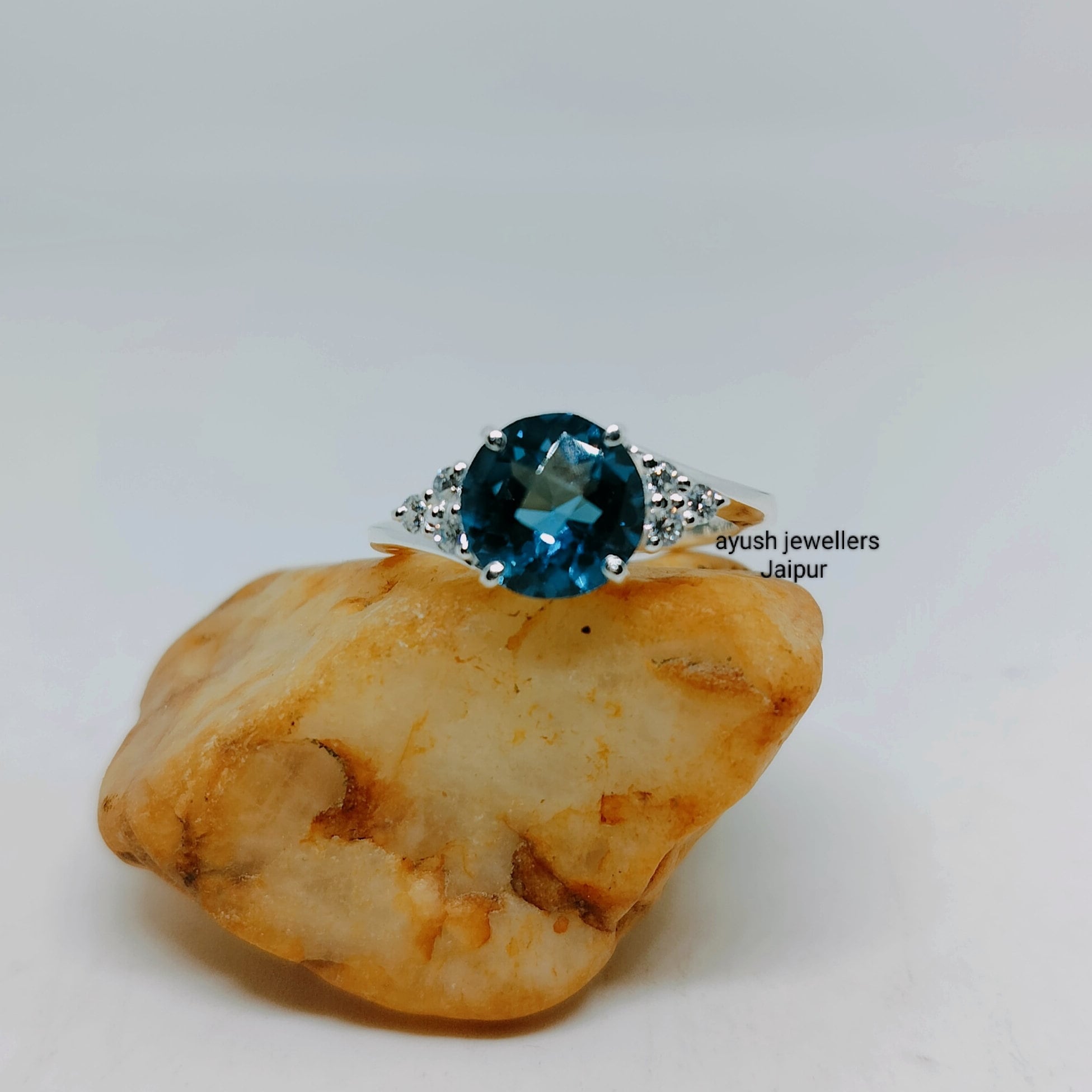London Blue Topaz Wedding Ring: Cushion Cut Sterling Silver Engagement ...