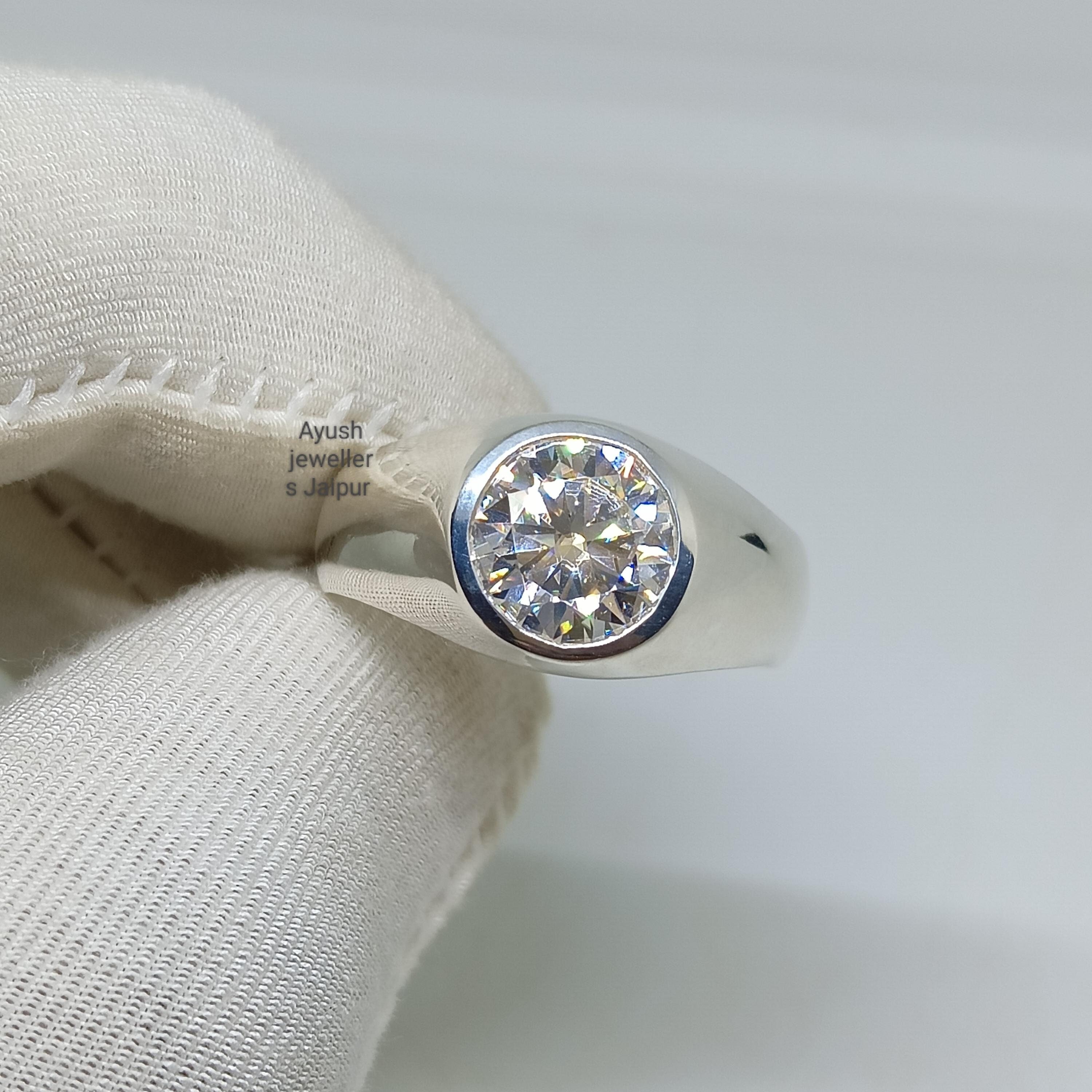 Moissanite Diamond Ring: 925 Sterling Silver Gemstone, Men's Promise Ring