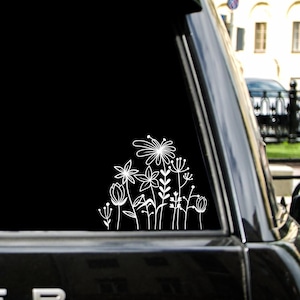 Wildflower Car Decal: Trendy Gardening Sticker