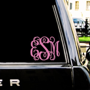 Monogram Car Decal: Preppy Custom Vinyl Sticker