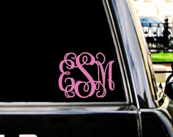 Monogram Car Decal: Preppy Custom Vinyl Sticker