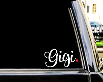 Gigi Decal with Heart: Personalized Script Vinyl Sticker