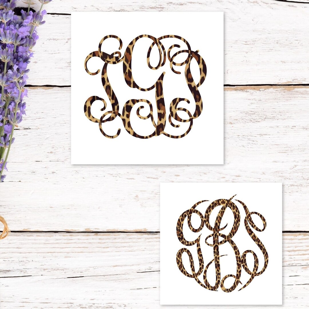 Monogram Leopard Leopard Print Monogram Car Decal: Custom Vinyl Sticker - Etsy