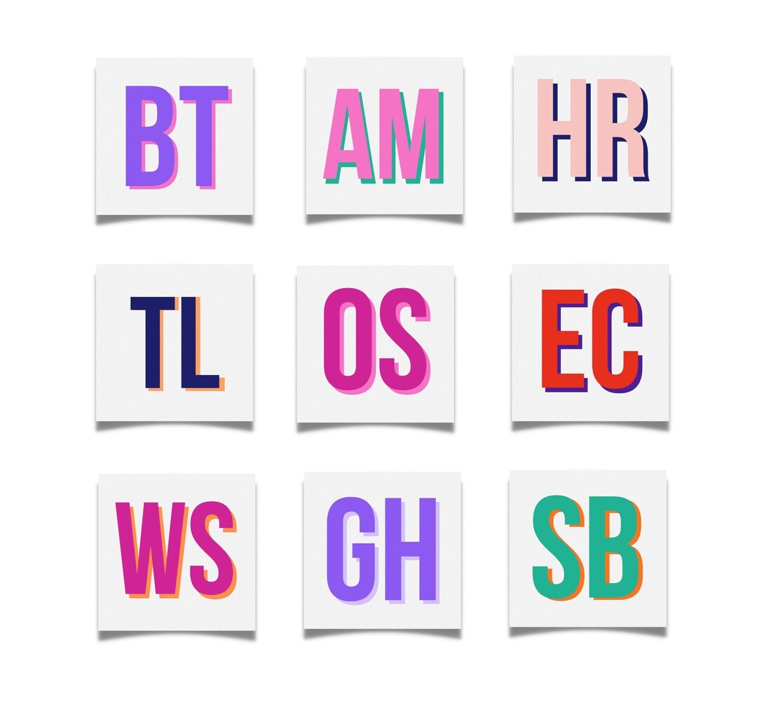 Shadow Double Layer Vinyl Decal Two Initial Preppy Bold Etsy