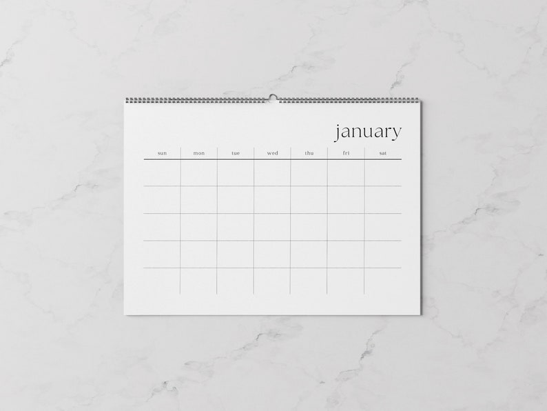 Blank Calendar Horizontal Monthly Minimalist Calendar Instant Download ...