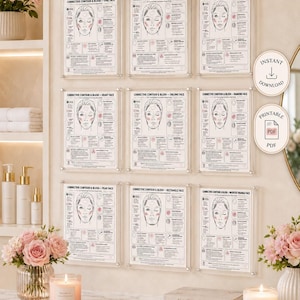 Corrective Contour Blush Face Shape Charts Bundle, 9 Printable Makeup Guides (Digital Download)