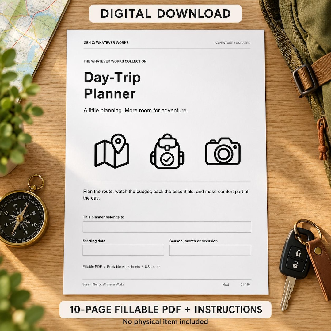 Packing List Printable Day Trip Planner Printable PDF, Fillable Budget, Packing Checklist and ...