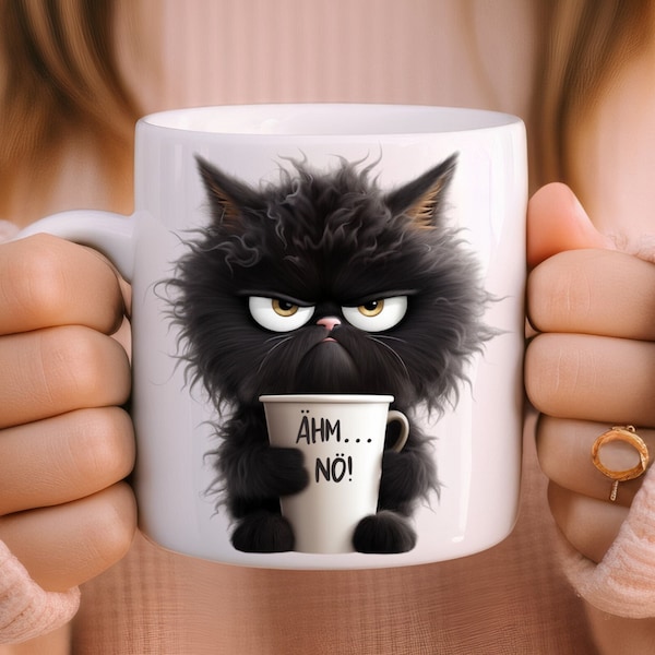 Nö Spruch Tasse Cat | Lustige Tasse fürs Büro | Bürotasse | Kaffeetasse mit Spruch | lustiger Becher Geschenk zum lachen