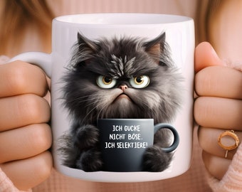 Ich selektiere Spruch Tasse Cat | Lustige Tasse fürs Büro | Bürotasse | Kaffeetasse mit Spruch | lustiger Becher | Geschenk | Teetasse