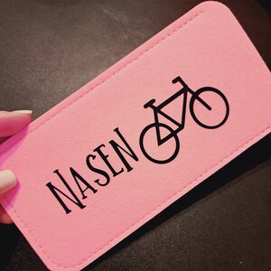 bicicleta de nariz Caja de gafas diciendo, gafas de sol, regalo divertido, almacenamiento, accesorios, gafas, fieltro, estuche, funda, sarcasmo rosa rosa imagen 2