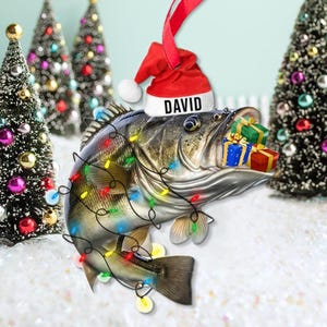 Personalized Fishing 2D Ornament, Custom Fisherman Ornaments, Dad Fishing Keepsake for Man Gifts, Fishmas Christmas, Fish Lovers Xmas Gift
