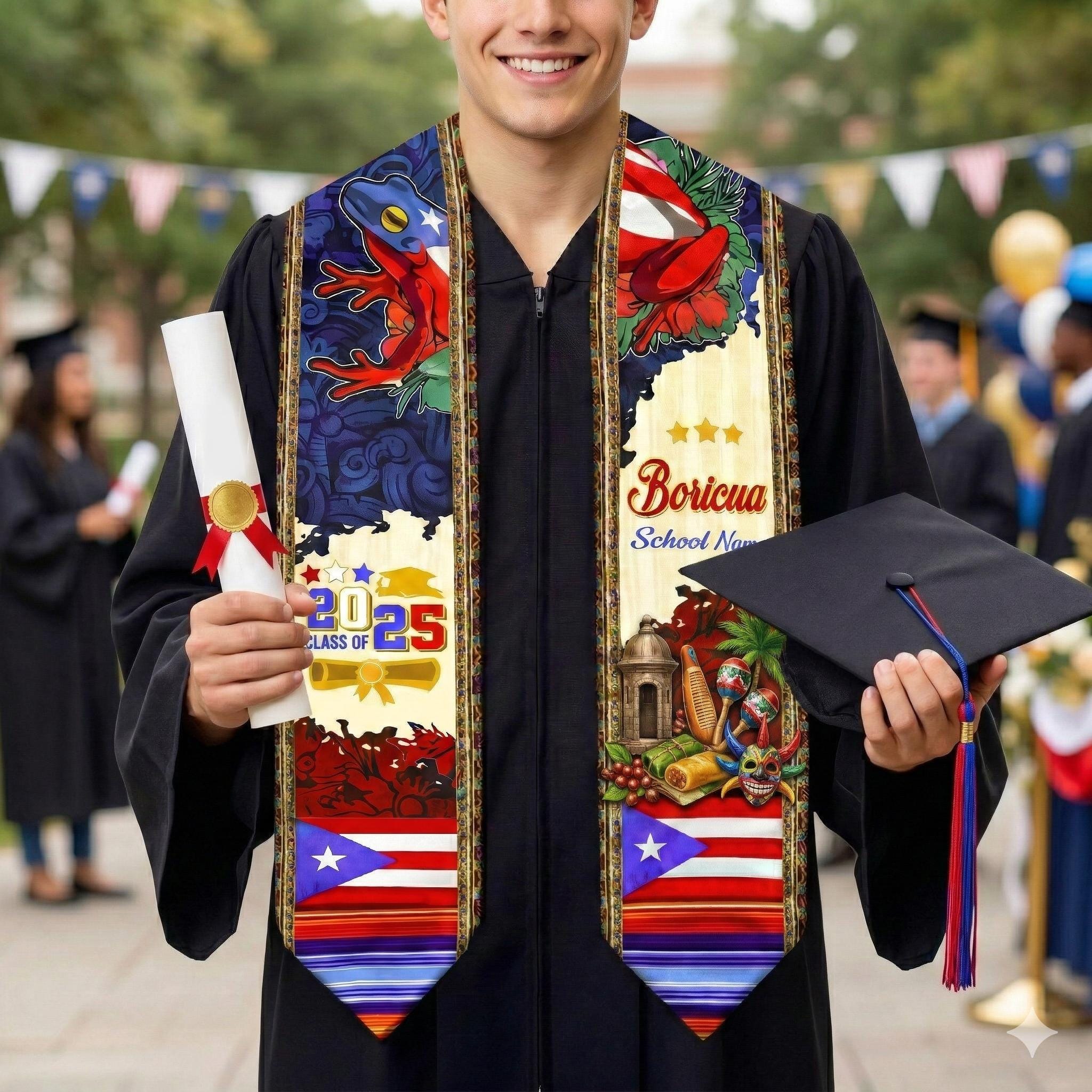 Puerto Rican Graduation Personalized Puerto Ricans Flag Graduation Sash, Custom Puerto Rico ...
