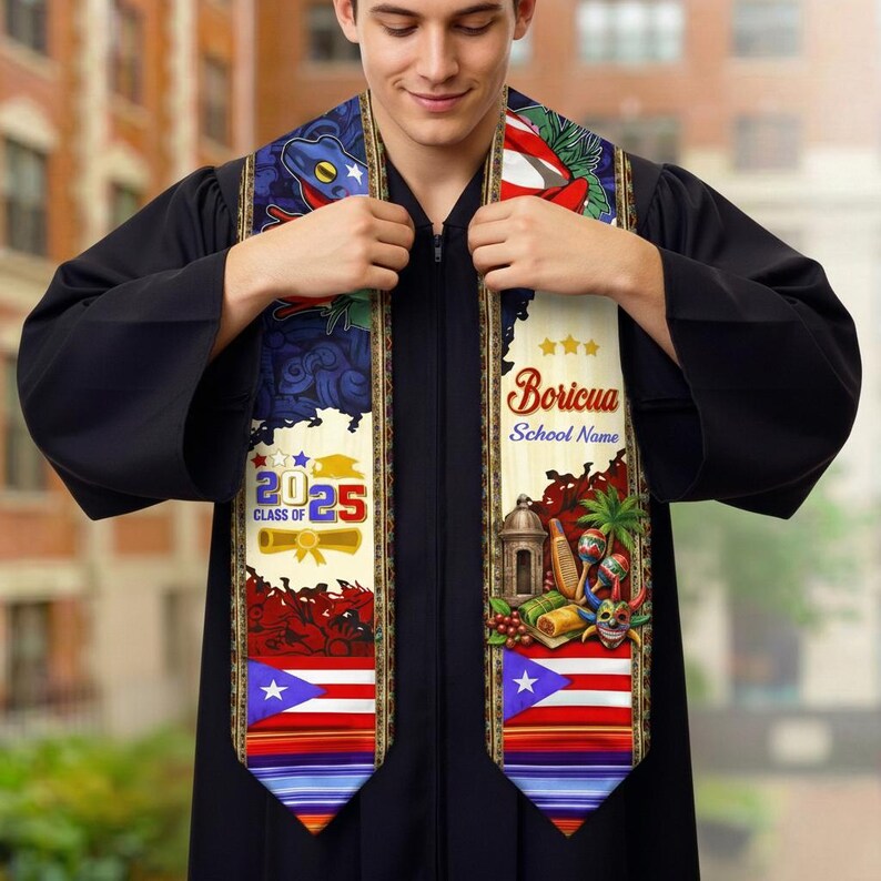 Puerto Rican Graduation Personalized Puerto Ricans Flag Graduation Sash, Custom Puerto Rico ...