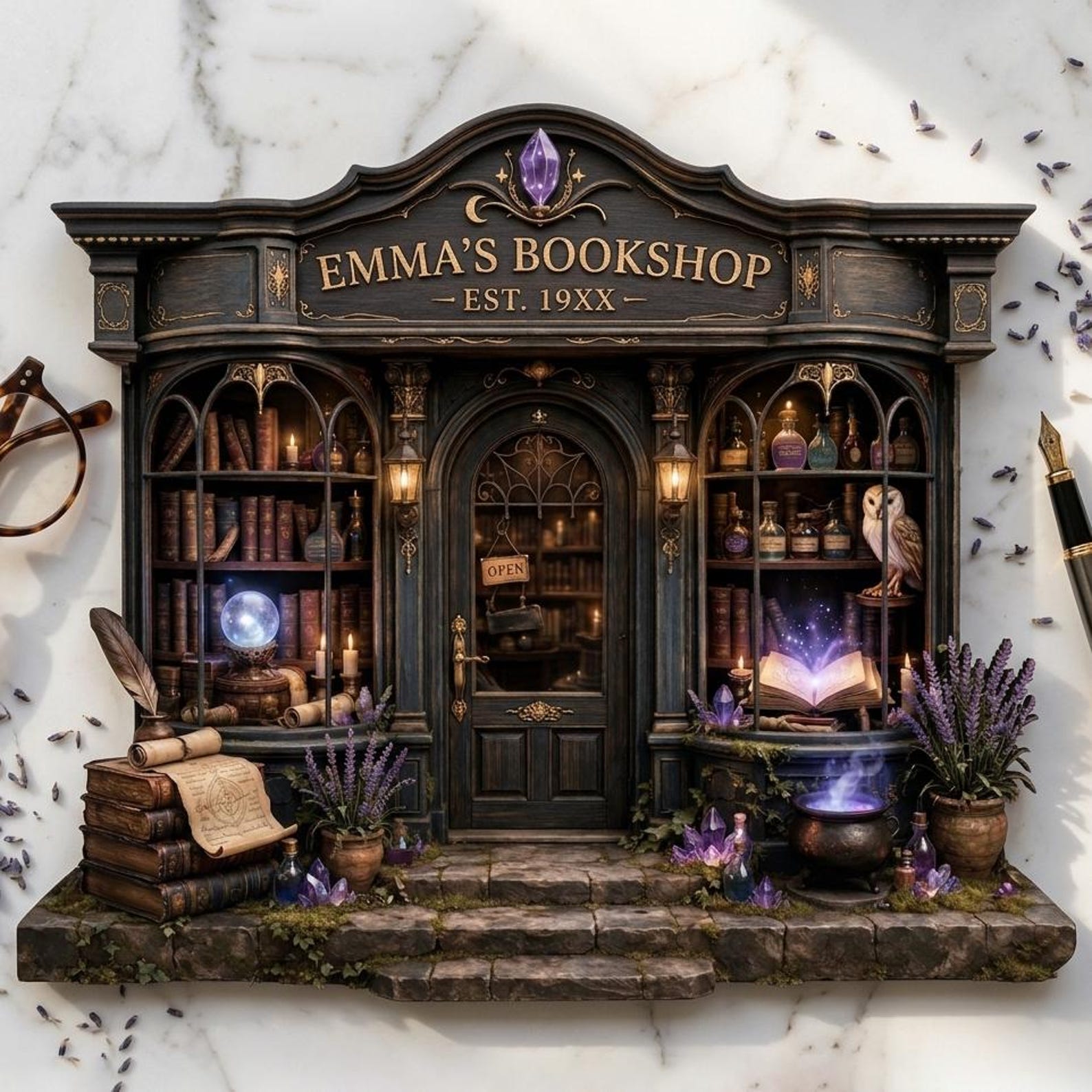 Custom Magical Book Nook Flat Bookshop Sign, Fantasy Bookstore ...