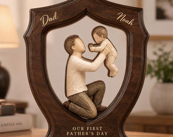Personalized Dad Baby 2D 3 Layer Wooden Block, First Father’s Day Gift, Custom Name Family Keepsake, First Time Daddy Gifts for New Dad Sign