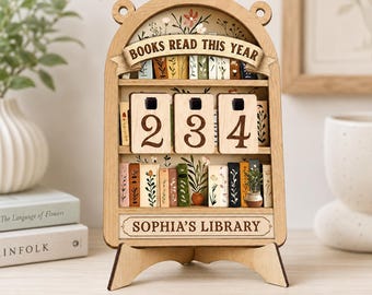 Personalized Floral Books Read Tracker, Flower Books Read This Year Counter, Bookshelf Counter with Name, Gift for Readers, Bookish Decor