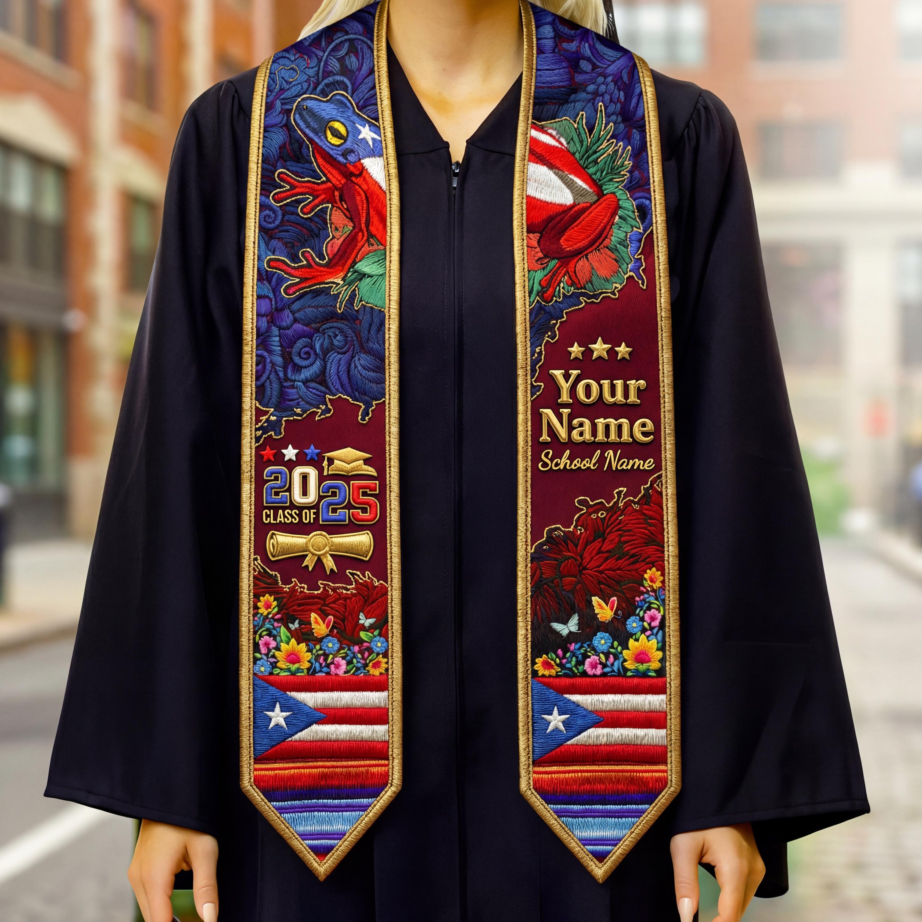 Puerto Rican Graduation Personalized Puerto Ricans Flag Graduation Sash, Custom Puerto Rico ...