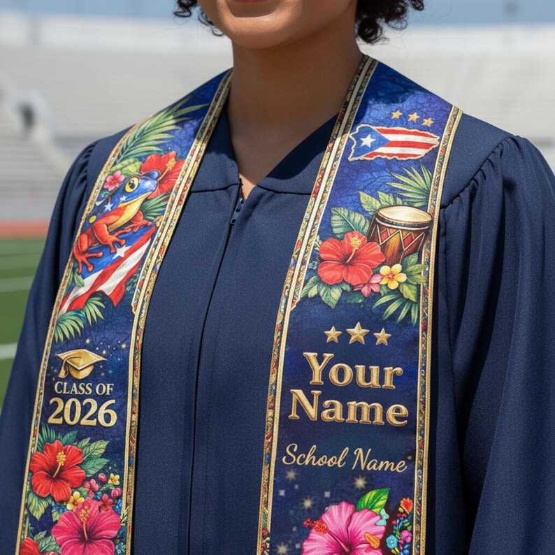 Puerto Rican Graduation Personalized Puerto Ricans Flag Graduation Sash, Custom Puerto Rico ...