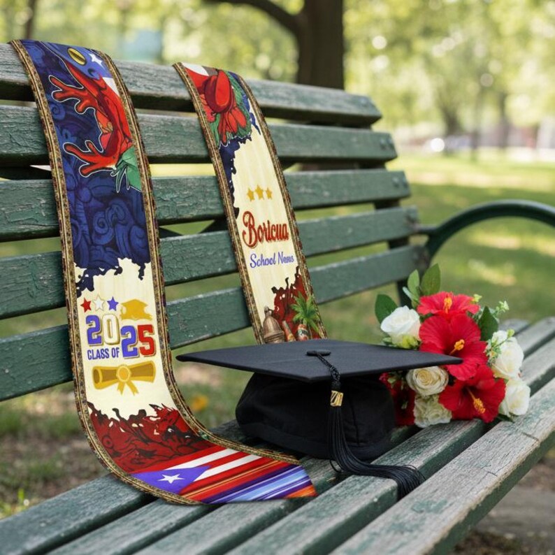 Puerto Rican Graduation Personalized Puerto Ricans Flag Graduation Sash, Custom Puerto Rico ...
