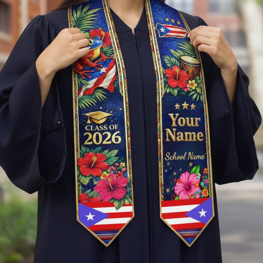 Puerto Rican Graduation Personalized Puerto Ricans Flag Graduation Sash, Custom Puerto Rico ...