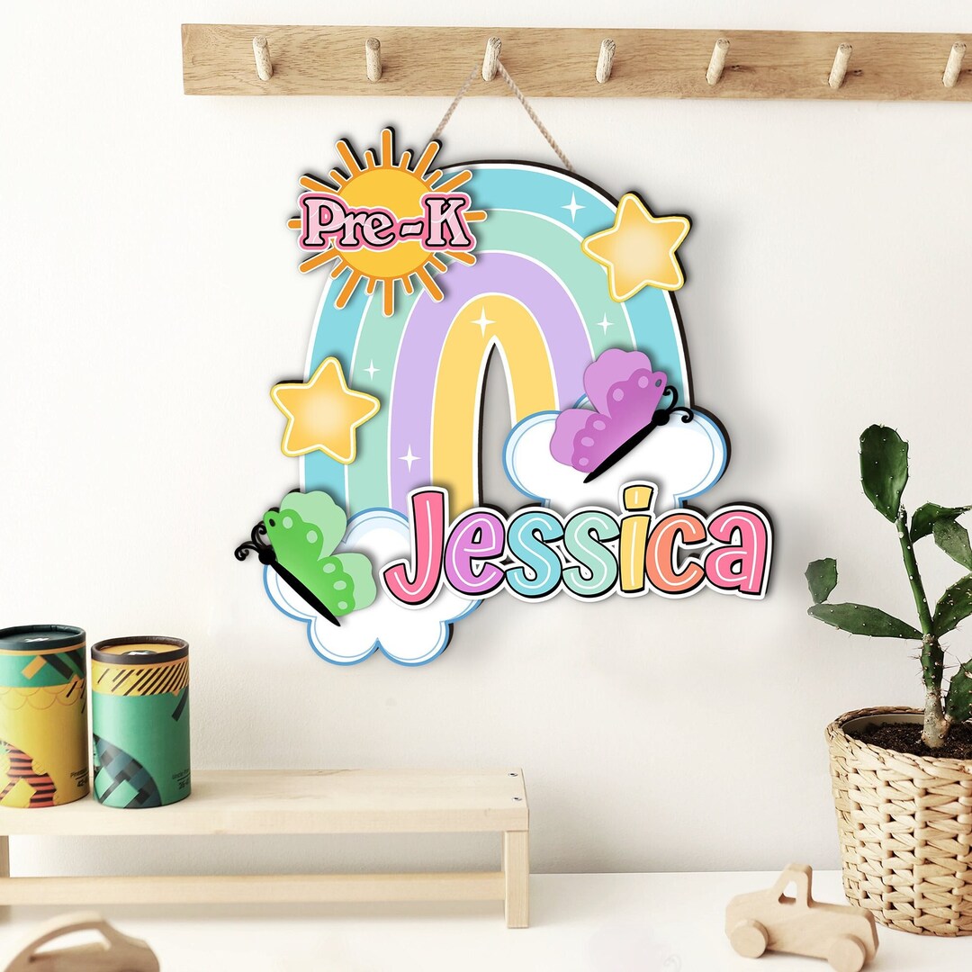 Personalized Kids Room 3D Wood Sign, Custom 2 Layered Art Piece Door ...