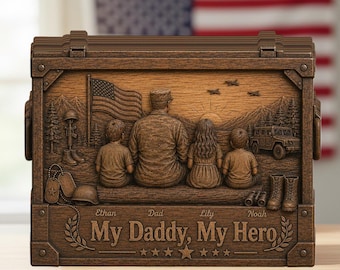 Personalized Military Dad 2D Flat Block, Custom Veteran Plaque for Grandpa, Husband My Daddy My Hero Army Family Keepsake, Father’s Day Gift
