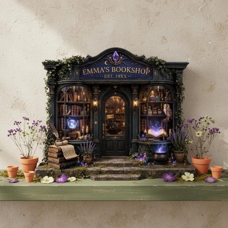 Custom Magical Book Nook Flat Bookshop Sign, Fantasy Bookstore ...