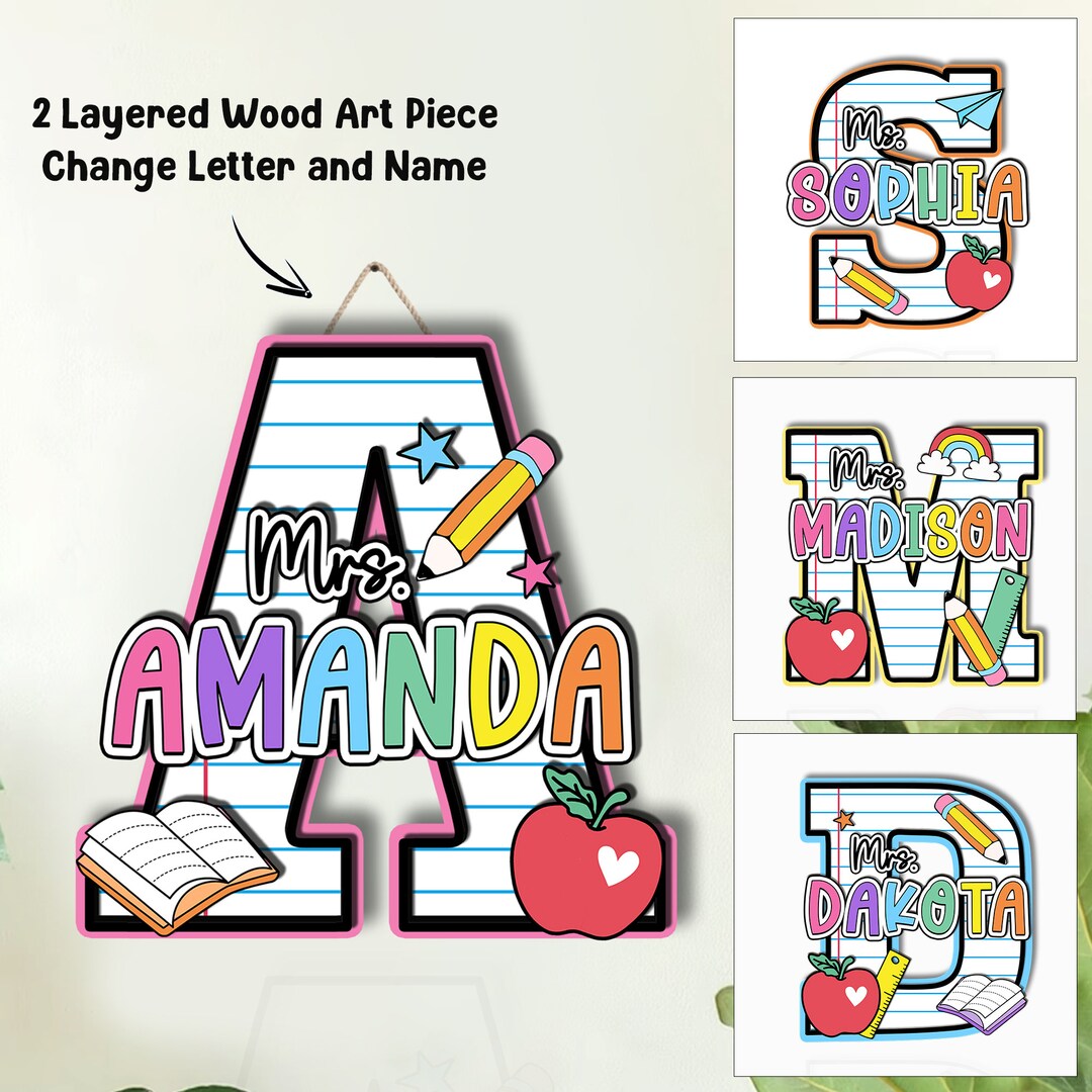 Personalized Classroom 3D Wood Art, 2 Layer Art Piece Door Sign for ...