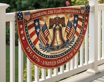 250th Anniversary USA Fan Flag, Semiquincentennial Patriotic Gifts, Liberty Bell Vintage Canvas Decor, July 4th Independence Day 2026 Banner