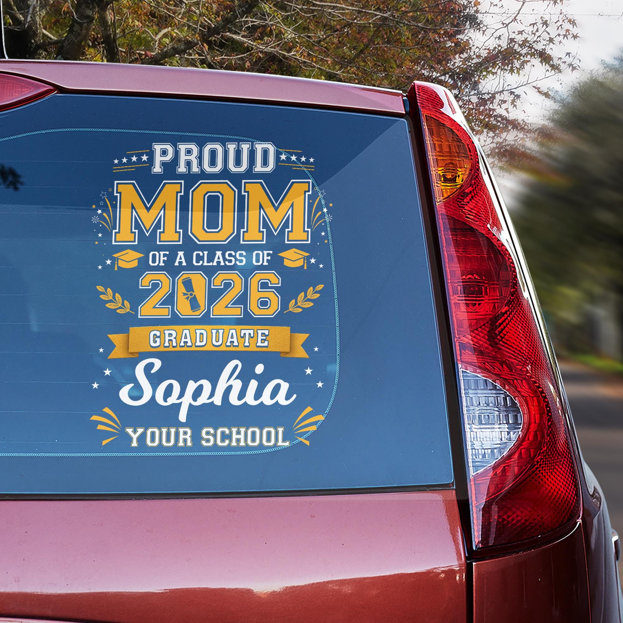 Personalized Proud Mom Car Decal Class of 2026, Custom New Graduate ...
