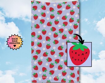 Subtle Trump Sucks Strawberry Hand Towel, Funny Political Home Decor, Berry Kitchen Towel, Hostess Gift, Sarcastic Liberal Gift, FDT Towel