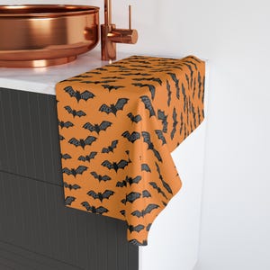 Subtle F*ck Trump Halloween Bats Hand Towel, Spooky Home Decor, FDT Halloween Kitchen Towel, Sarcastic Liberal Host Gift, Fall Autumn Decor