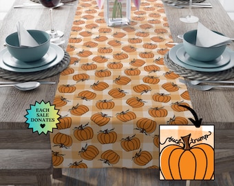 Subtle F*ck Trump Fall Pumpkin Table Runner, Festive Thanksgiving Decor, Autumn Kitchen Decoration, Seasonal Celebration, FDT Hidden Message