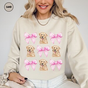 Coquette Golden Retriever Bow Sweatshirt, Coquette Aesthetic Crewneck, Soft Girl Girly Sweater, Cute Preppy Clothing, Coquette Dog Mom Gift