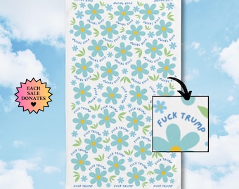 Subtle F*ck Trump Hand Towel, Funny Political Home Decor, Daisy Kitchen Towel, Daisies Home Accessory, Sarcastic Liberal Gag Gift, FDT Towel
