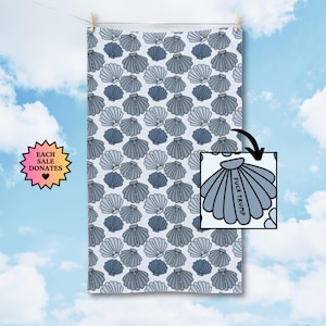 Subtle F*ck Trump Coastal Shell Hand Towel, FDT Political Home Decor, Nautical Kitchen Towel, Liberal Hostess Gift, Ocean Summer Style