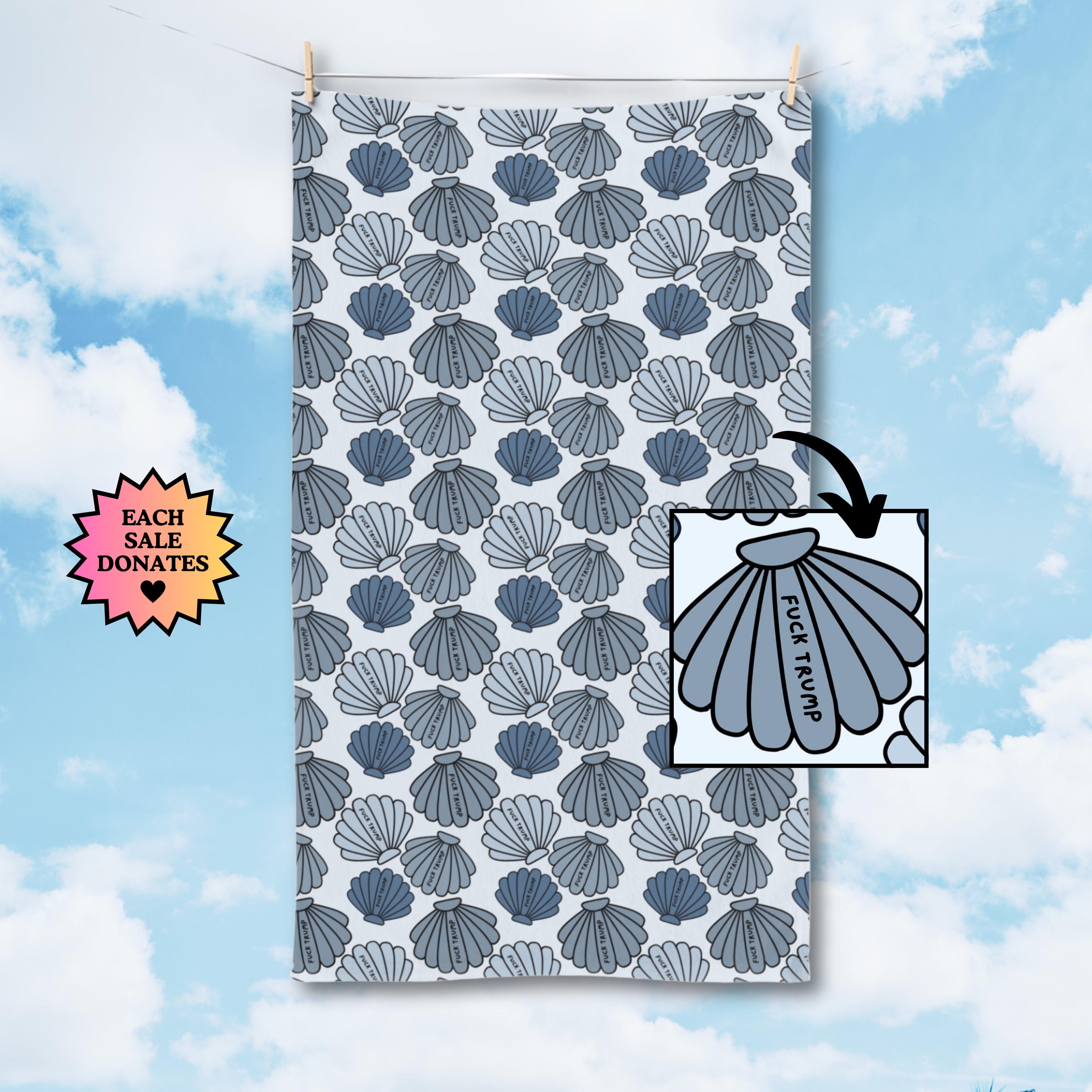 Subtle F*ck Trump Coastal Shell Hand Towel, FDT Political Home