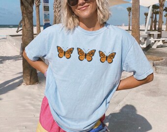 F*ck Trump No Orange Monarchs Triple Butterfly TShirt, Funny Political Graphic Tee, Anti Trump Shirt, Butterfly Protest Tee, Progressive Tee