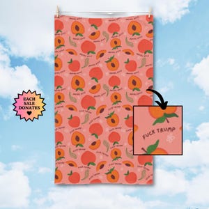 Slightly Subtle F*ck Trump Hand Towel, Funny Political Home Decor, Peaches Kitchen Towel, Fruit Bathroom, Sarcastic Liberal Gift, FDT Towel