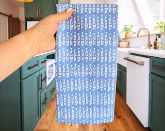 F*ck Trump Blue Lines Waffle Weave Kitchen Towel, Funny Political Dish Towel, Anti Trump Kitchen Decor, Modern Stripe Towel, Liberal Gift