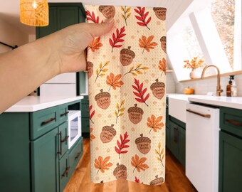 F*ck Trump Fall Acorns Waffle Weave Kitchen Towel, Fun Political Microfiber Dish Towel, Anti Trump Decor, Subtle FDT Tea Towel, Liberal Gift